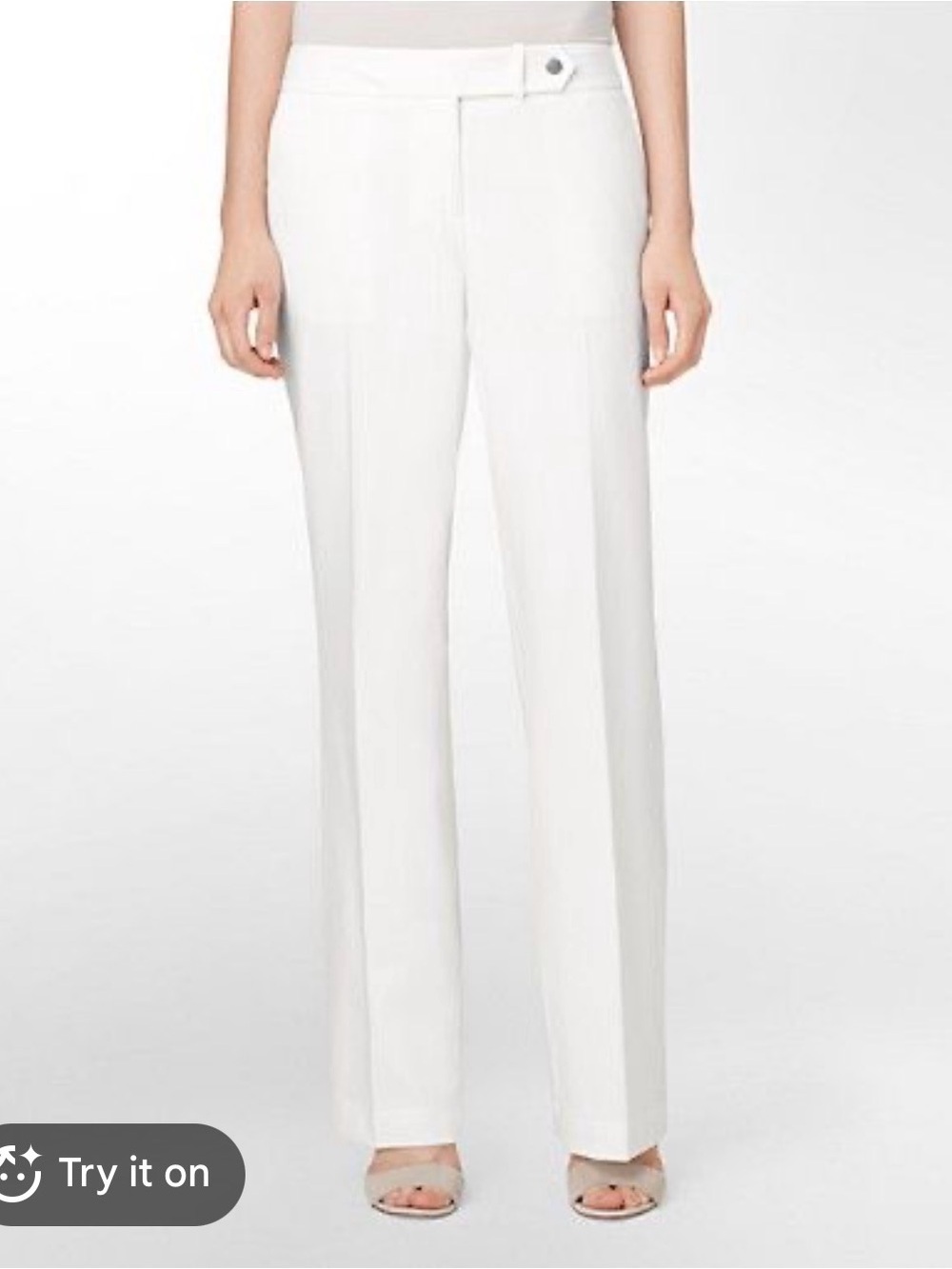 Calvin Klein Classic Fit White Straight-Leg Dress Trousers